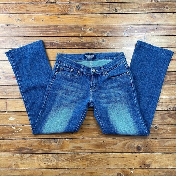 Rock & Republic low rise jeans boot cut blue stretchy denim classic size 28 moto - Picture 2 of 14